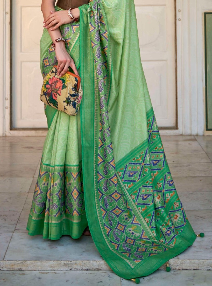 Shop Green Patola Silk Saree Online-STORI