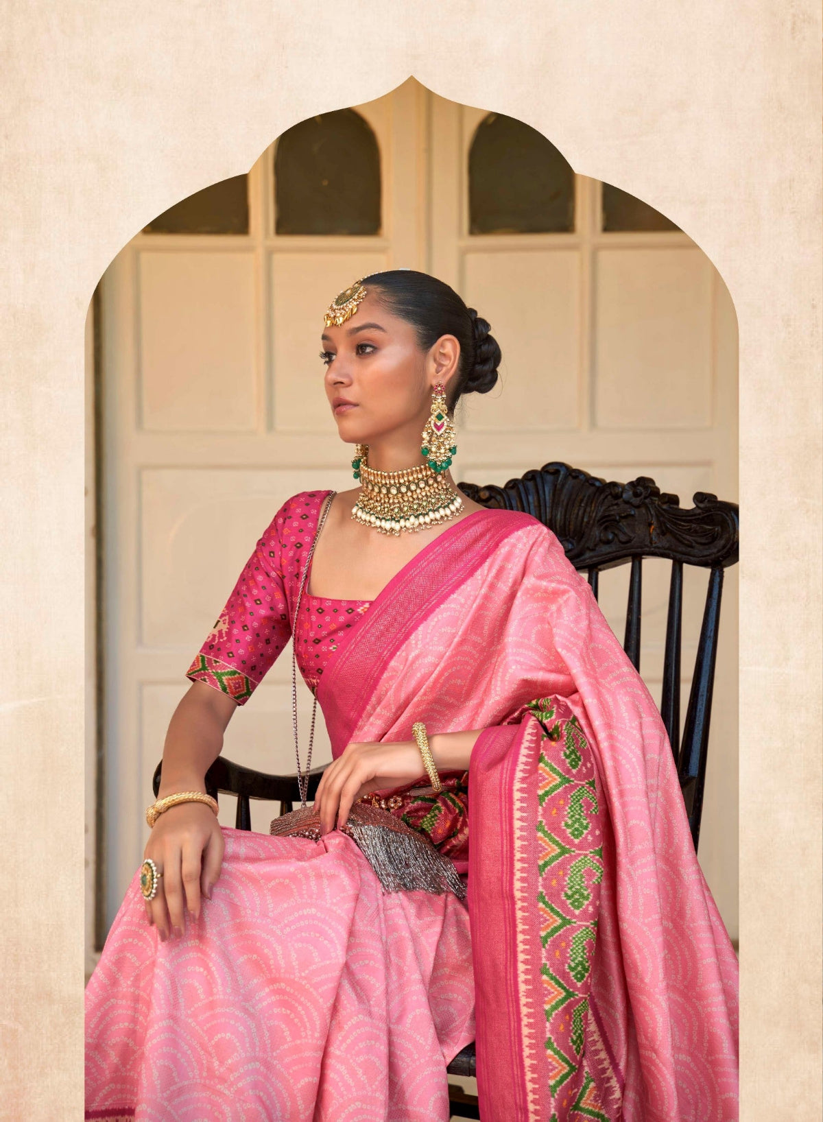 Shop Pink Patola Silk Saree Online-STORI