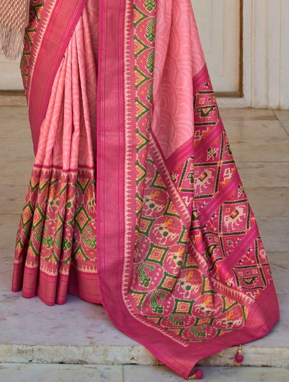 Shop Pink Patola Silk Saree Online-STORI