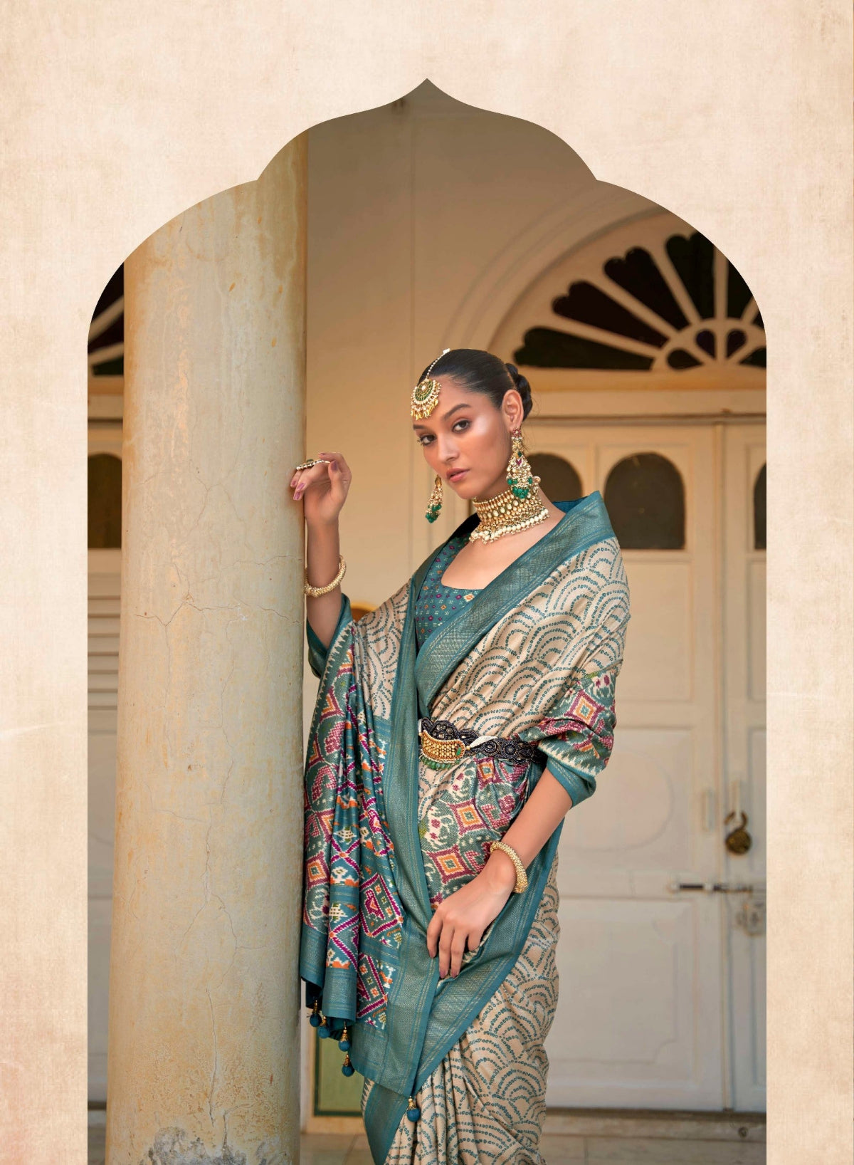 Shop Green Patola Silk Saree Online-STORI