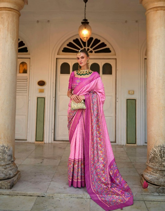 Shop Pink Patola Silk Saree Online-STORI