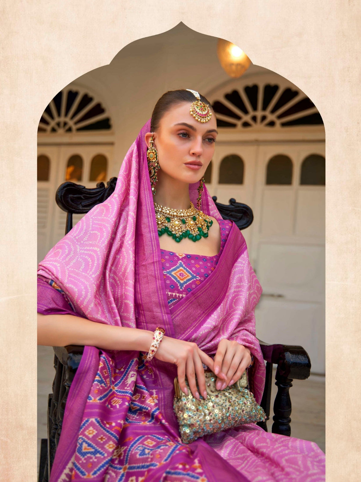 Shop Pink Patola Silk Saree Online-STORI