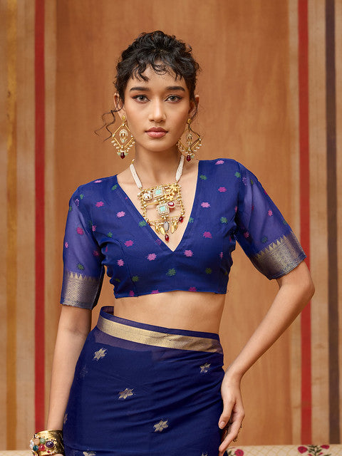 STORI Blue Soft Mul Cotton Saree