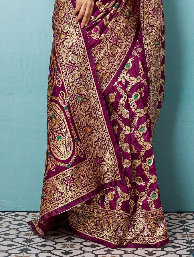 Maroon Banarasi Jaal Saree