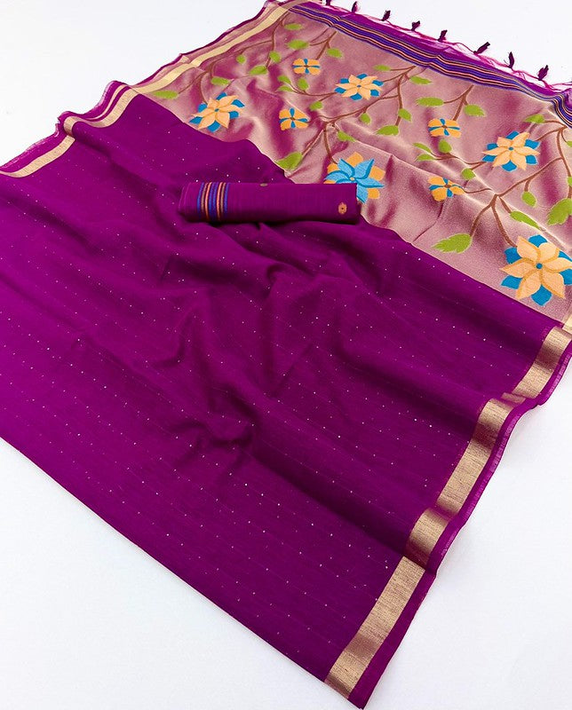 Purple Munga Silk Saree