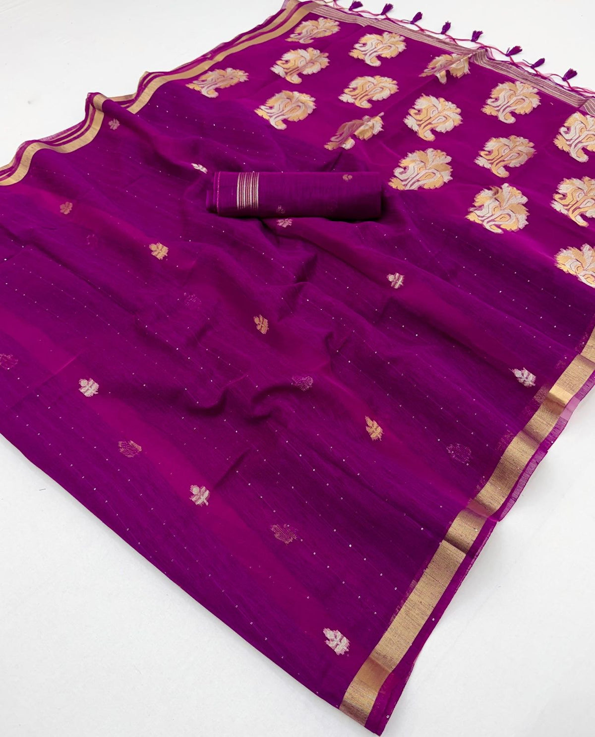 STORI Magenta Munga Silk Saree