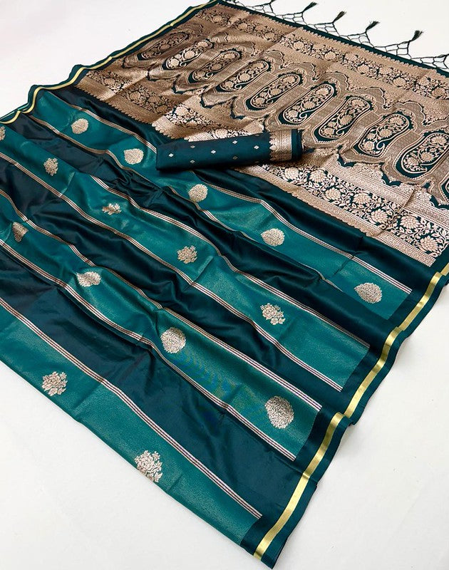 Green Satin Silk Saree
