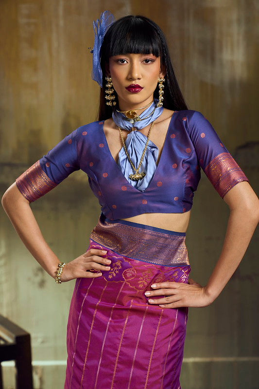 STORI Dual Pink Pochampally Handloom Silk Saree