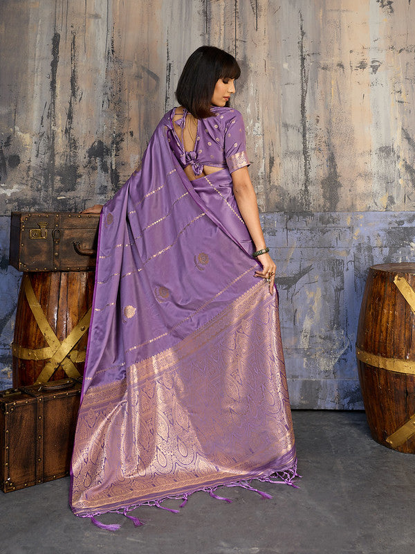 Purple Satin Silk Saree