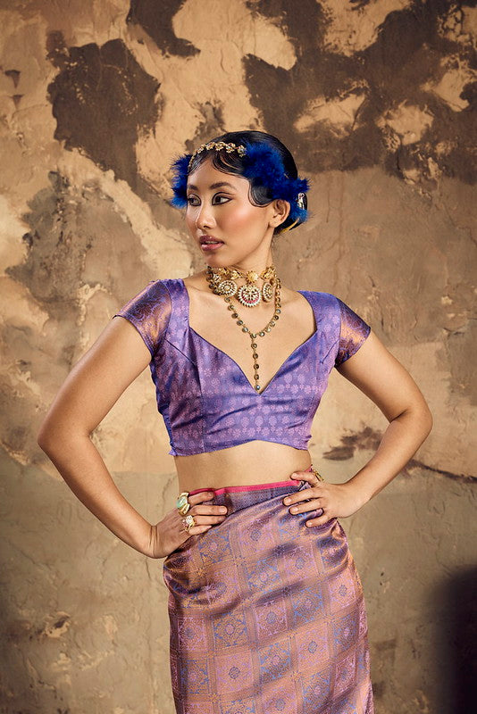 Violet-Purple Handloom Woven Silk Saree