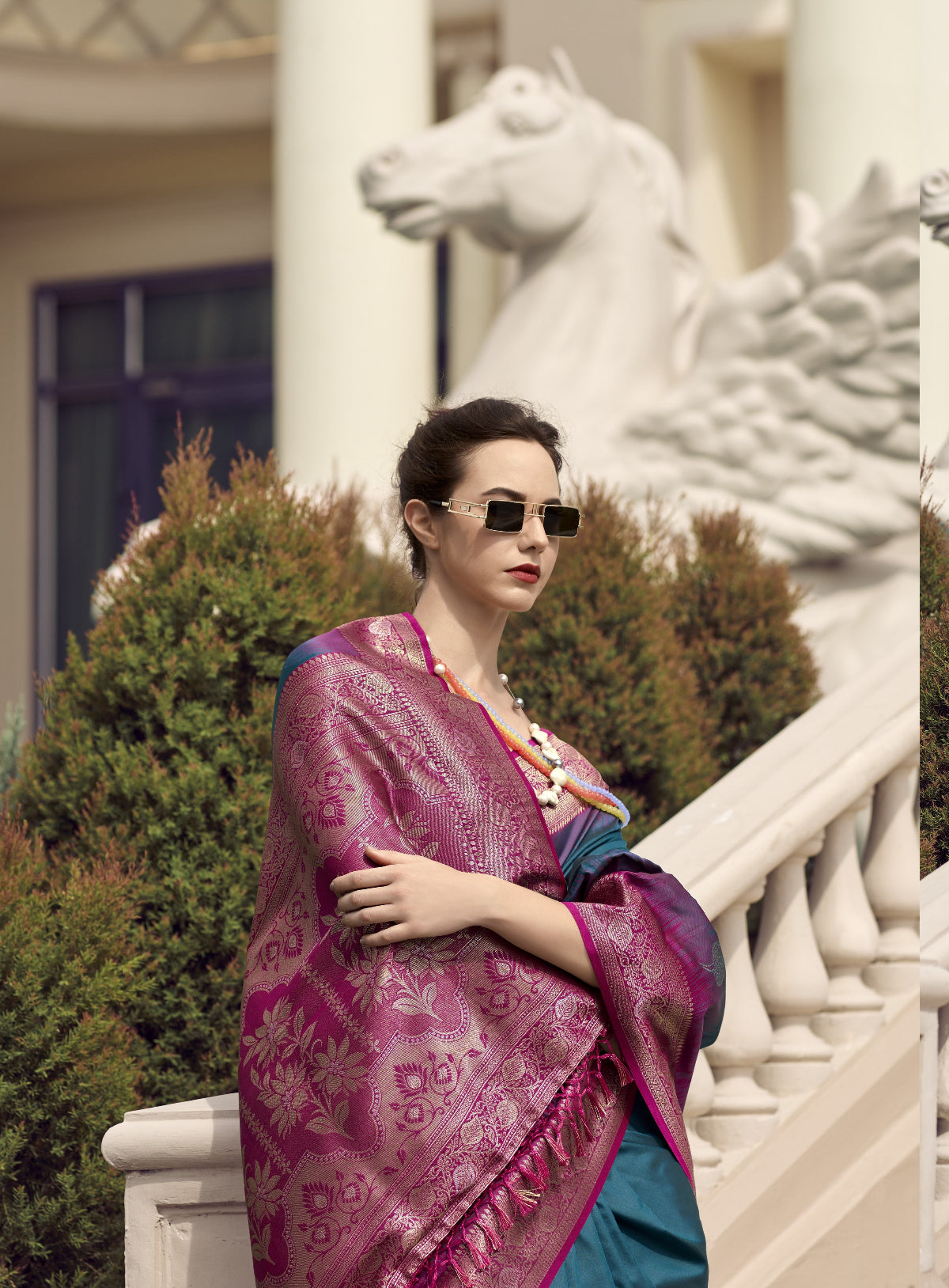 Blue Banarasi Saree Shop Online STORI