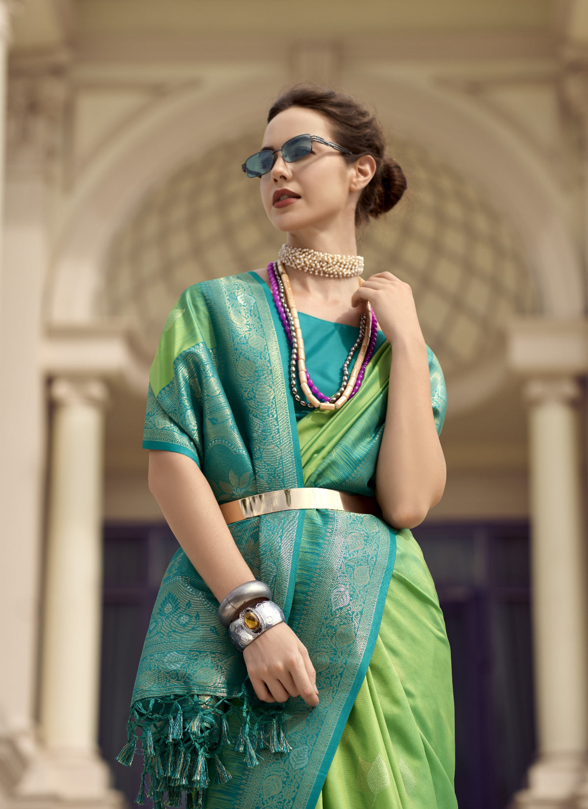 Green Banarasi Saree Shop Online STORI