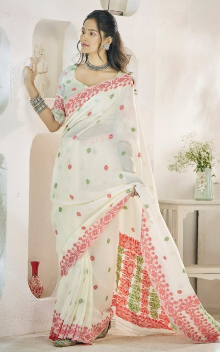 Shop White Silk Saree Online-STORI