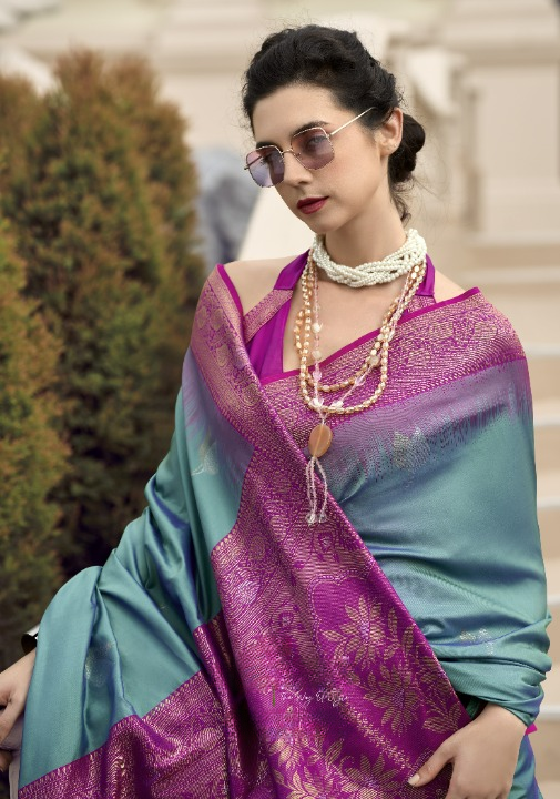 Blue Banarasi Saree Shop Online STORI