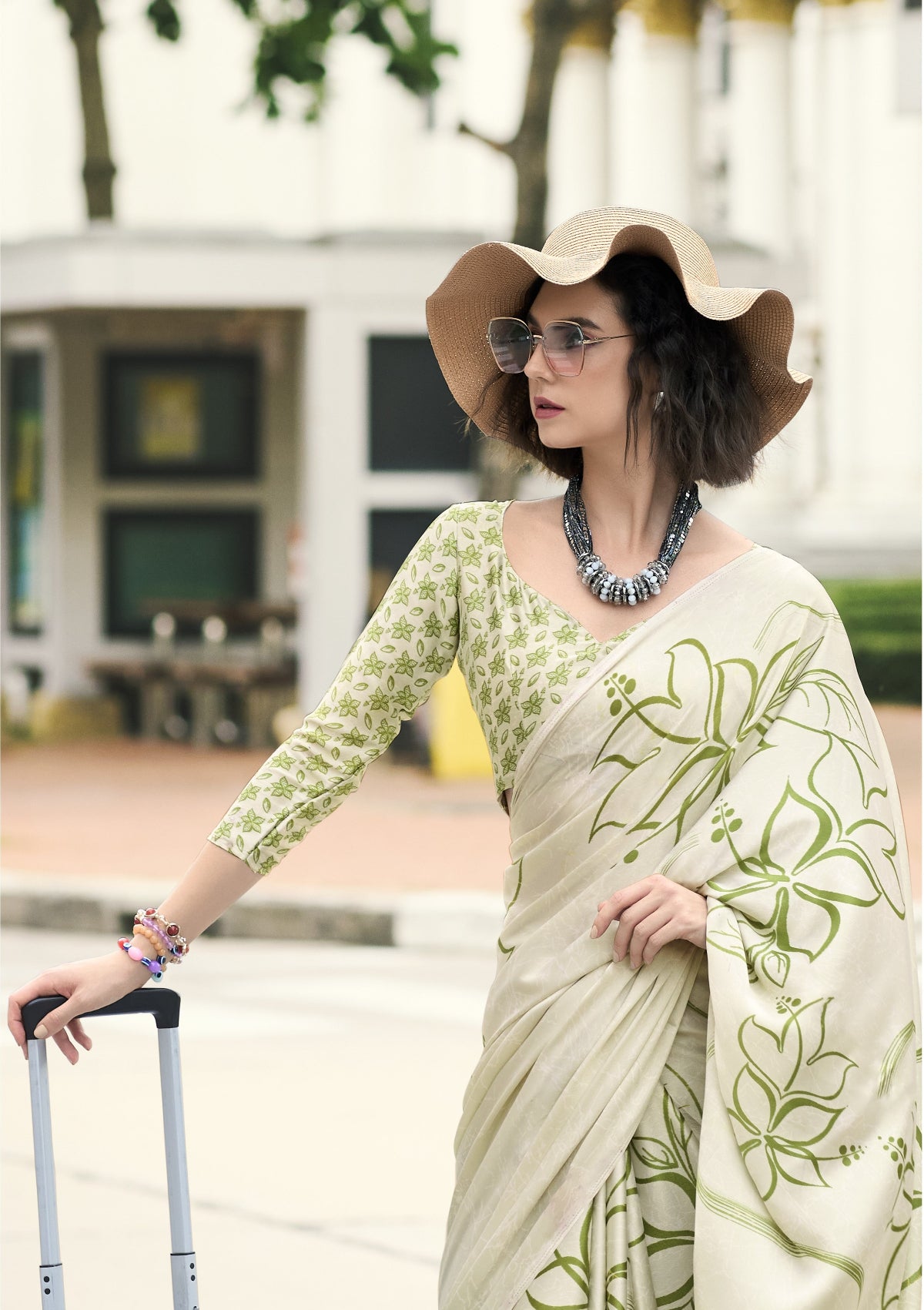 Buy Green Sattin Silk Sarees Online-STORI