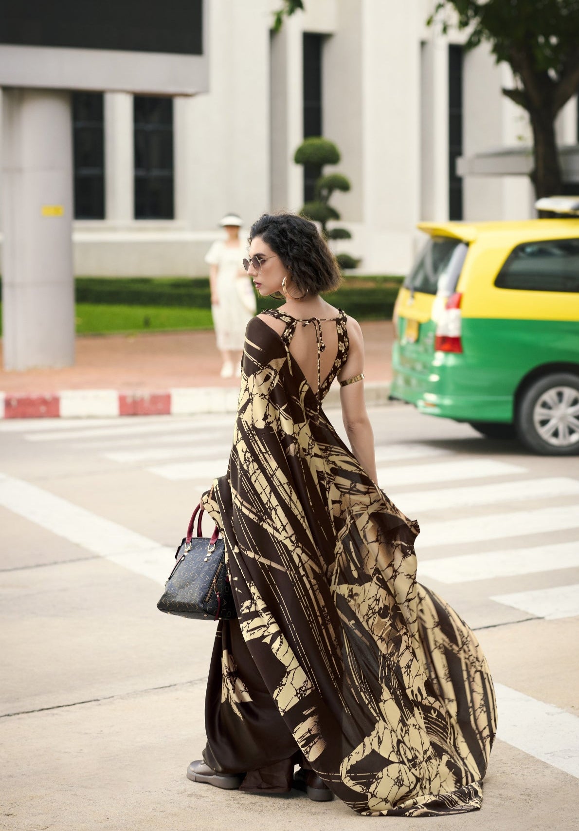 Buy Brown Sattin Silk Sarees Online-STORI