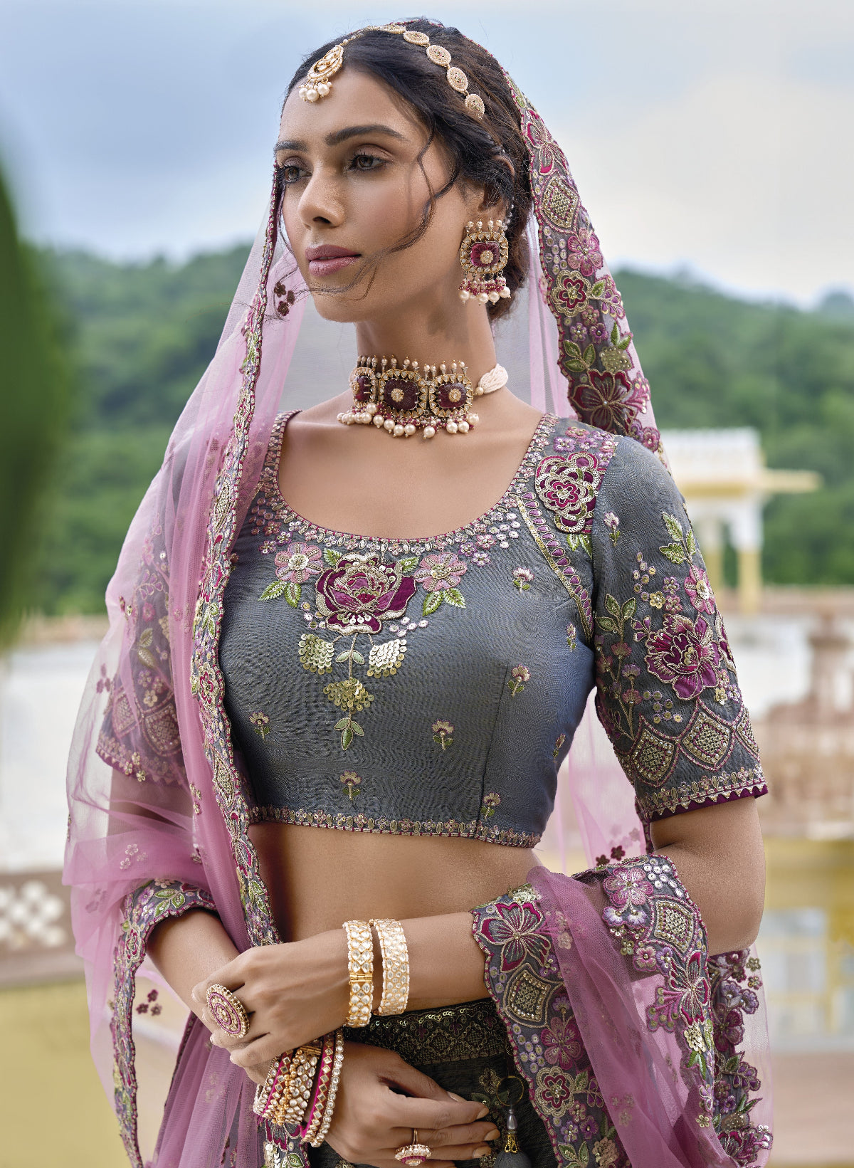 Buy Grey Lehenga In Online-STORI