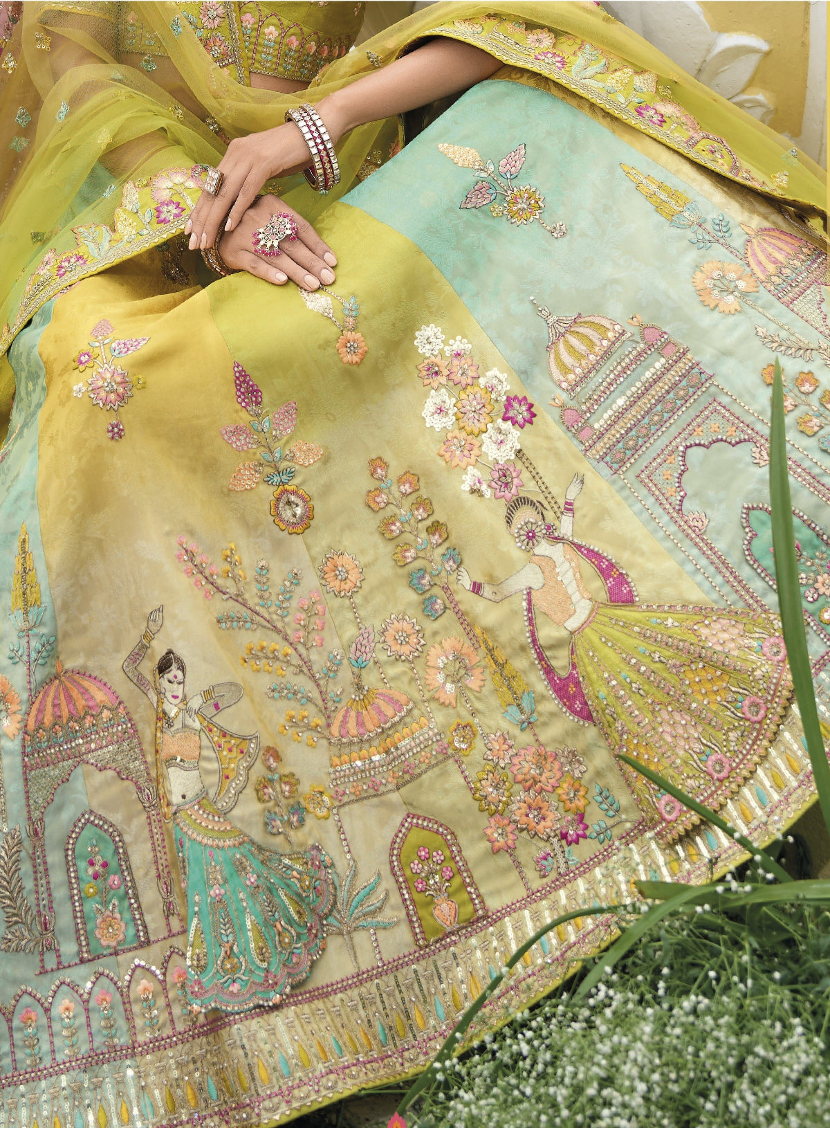 Buy Green Lehenga Online -STORI