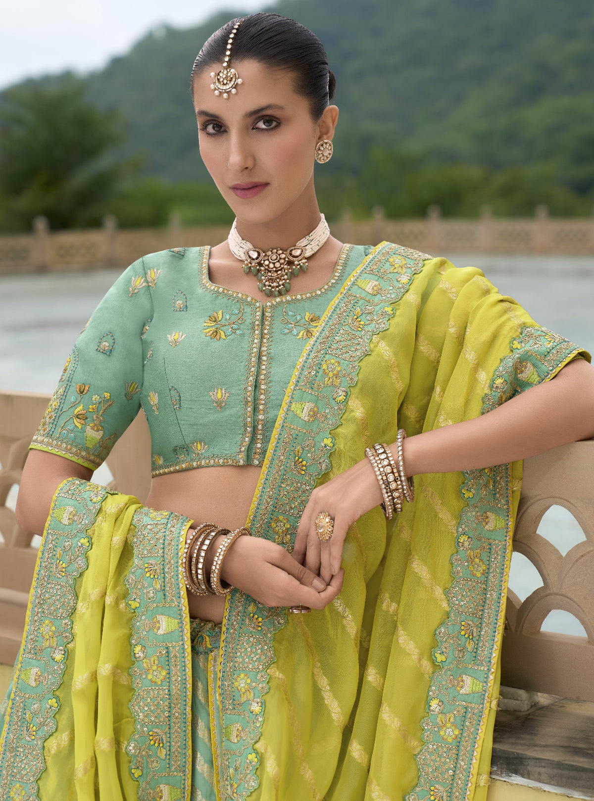 Buy Green Lehenga Online -STORI