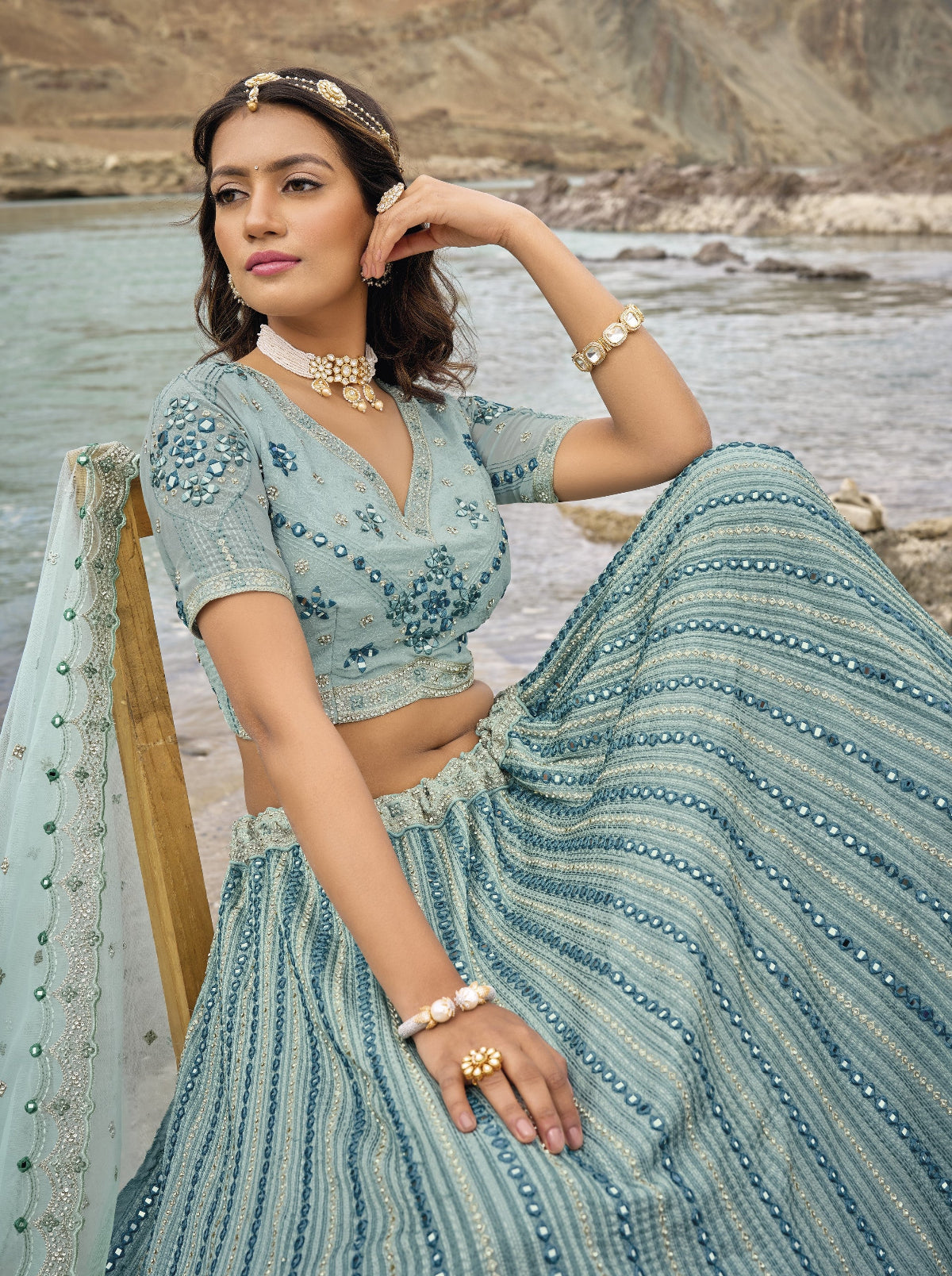 Buy Blue Lehenga In Online-STORI