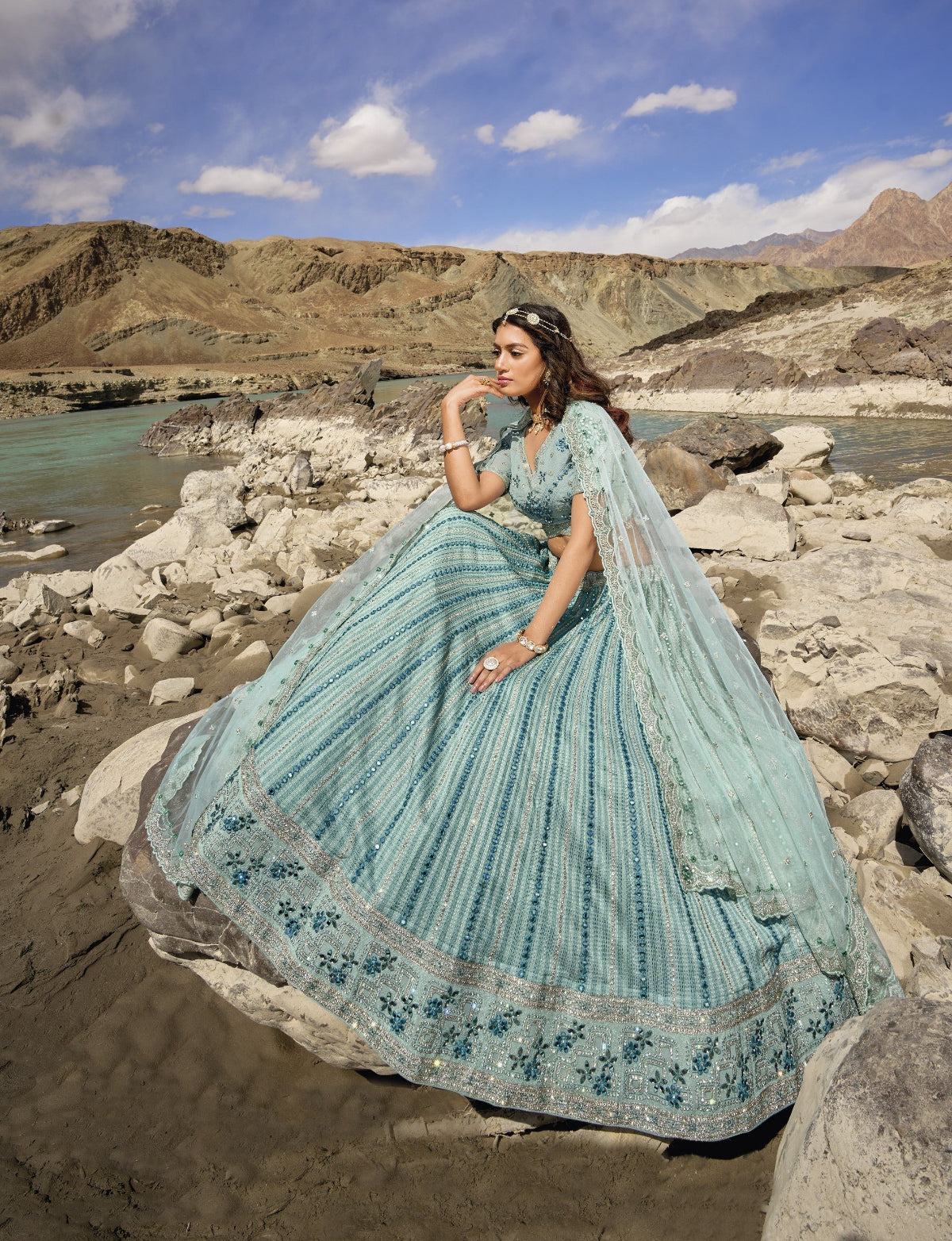 Buy Blue Lehenga In Online-STORI