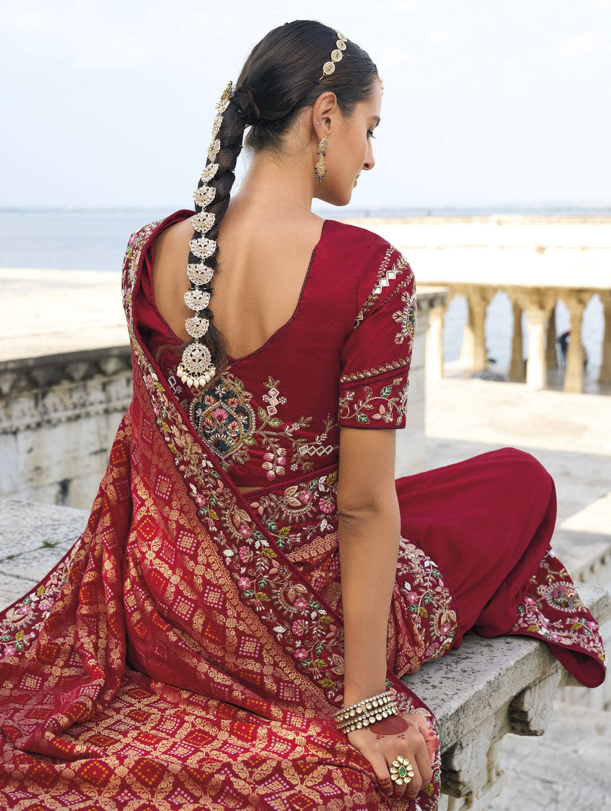 Shop Red Bridal Banarasi Silk Saree Online-STORI