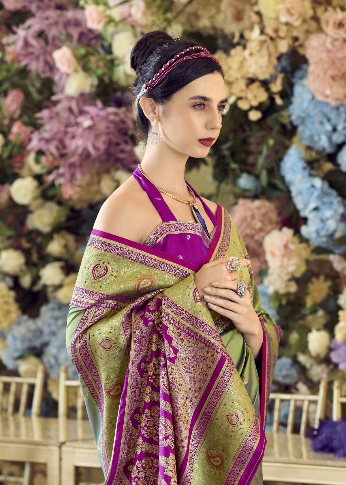 Green Banarasi Saree Shop Online-STORI