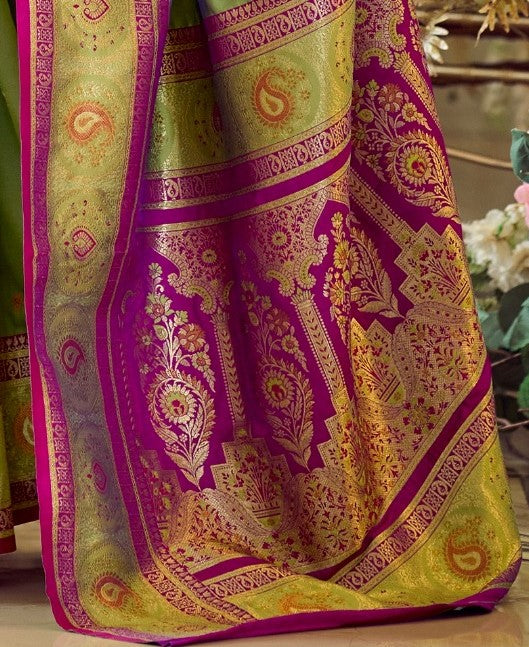 Green Banarasi Saree Shop Online-STORI