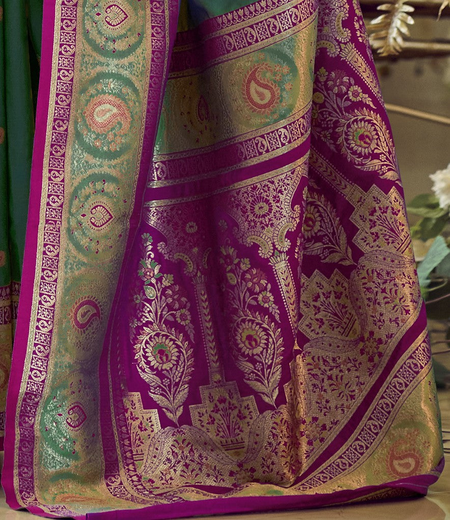 Green Banarasi Saree Shop Online-STORI