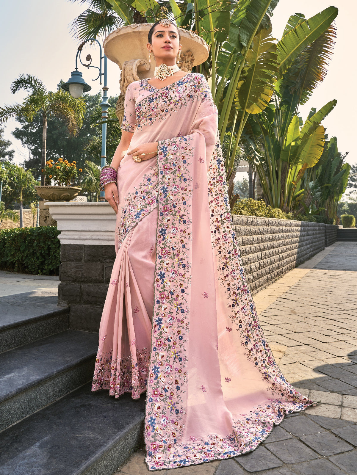 Buy Pink Banarasi Silk Saree Online-STORI