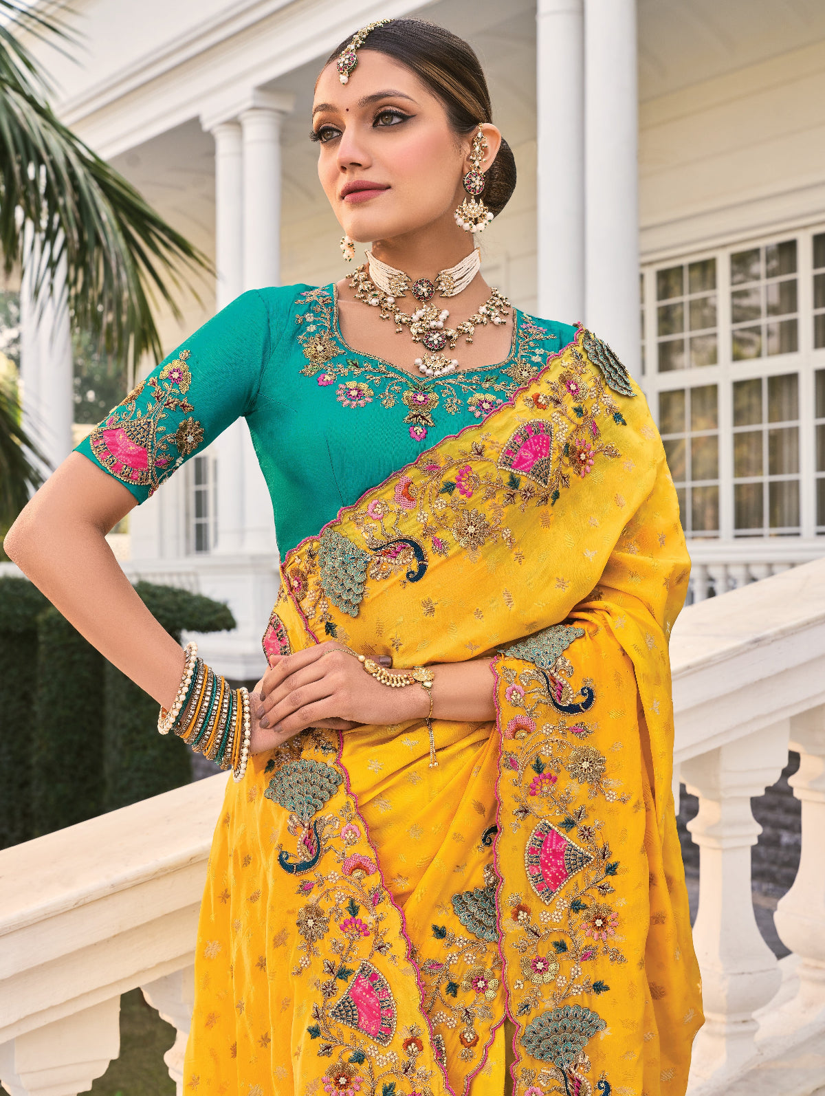 Shop Yellow Bridal Banarasi Silk Saree Online-STORI