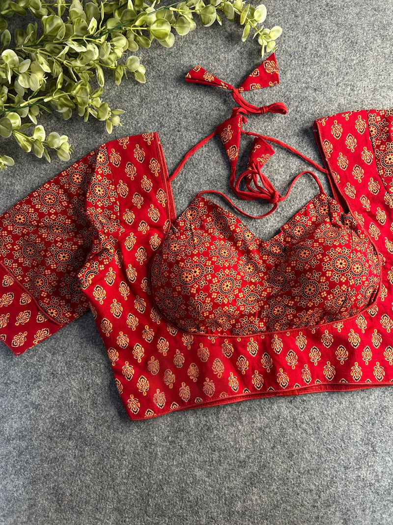 Halter Dori Ajrakh Cotton Blouse