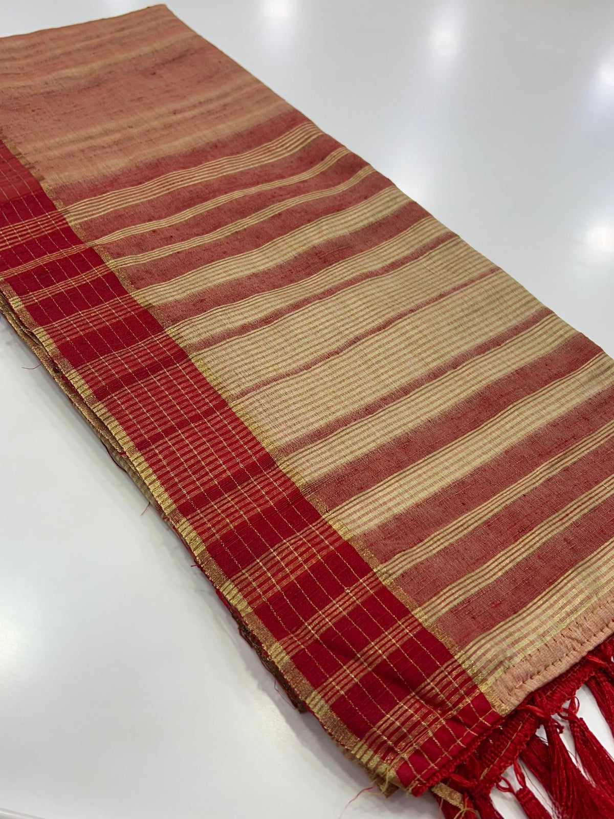 Shop Peach Handloom Silk Saree Online in India & USA - STORI