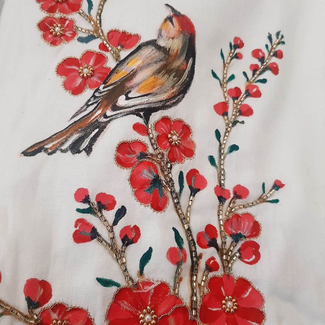 Hummingbird Handpainted Pichwai Designer Blouse