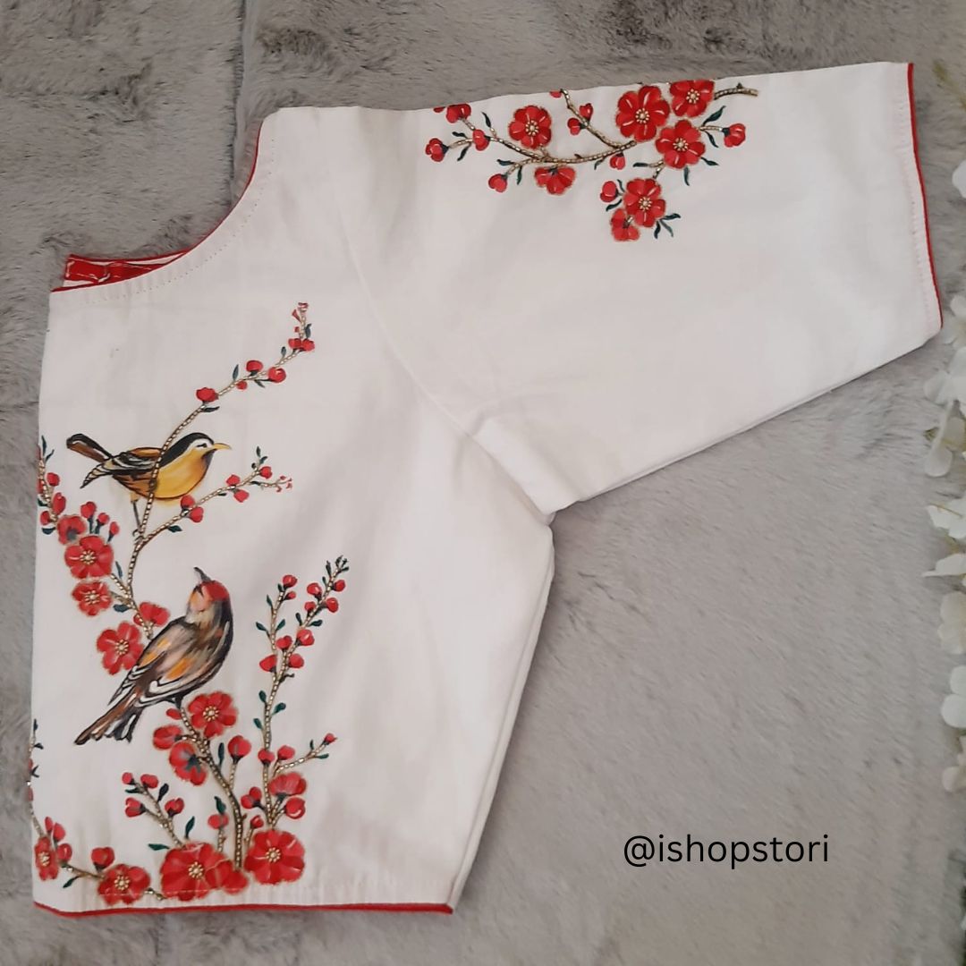 Hummingbird Handpainted Pichwai Designer Blouse