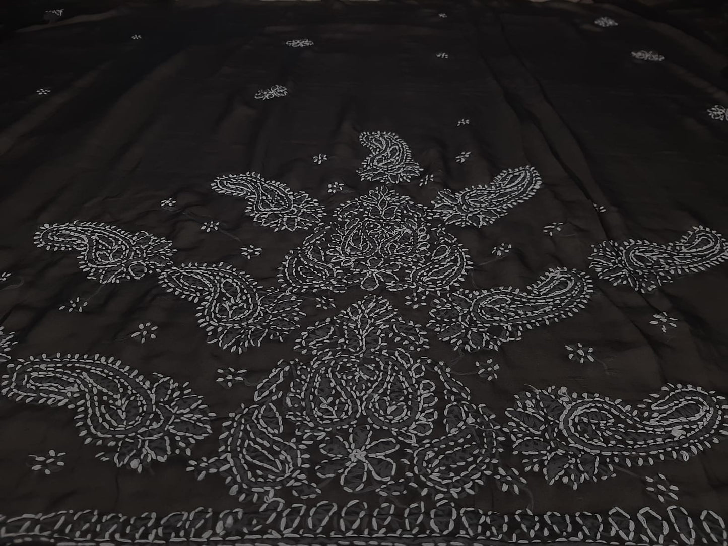 Mystic Black Sanah Handcrafted Lucknowi Chikankari Saree