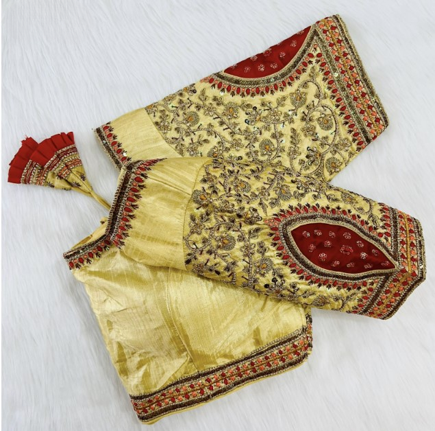 Gold Silk Embroidered Blouse Online