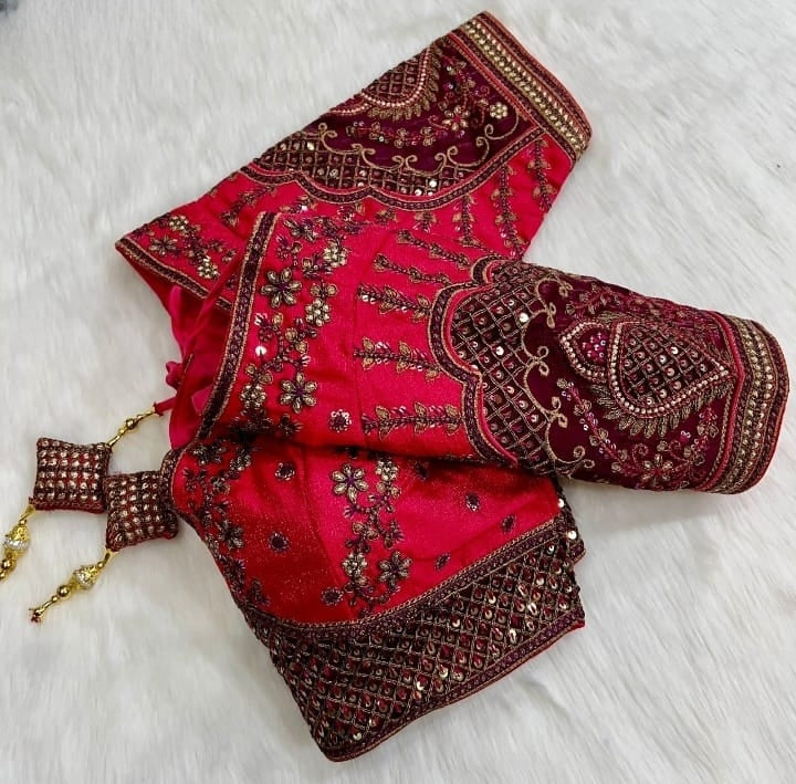 Rani Pink Padmavati Heavy Embroidered Bridal Blouse