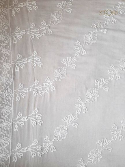 Floral Vines Chiffon Lucknowi Chikankari Dupatta