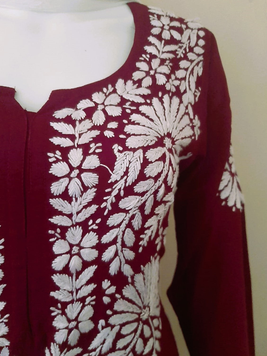 Kaaya Wine Modal Chikankari Kurti