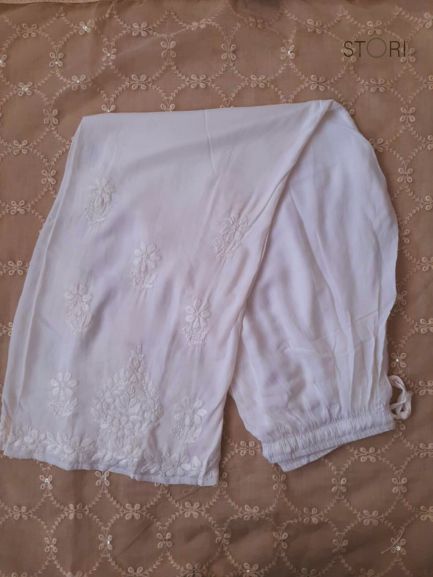 Kaaya Hand Embroidered Modal Cotton Chikankari Palazzo
