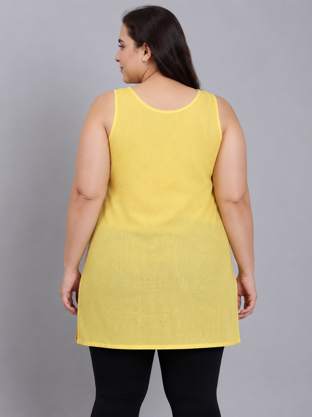 Pale Yellow Cotton Short Inner Slip Plus size