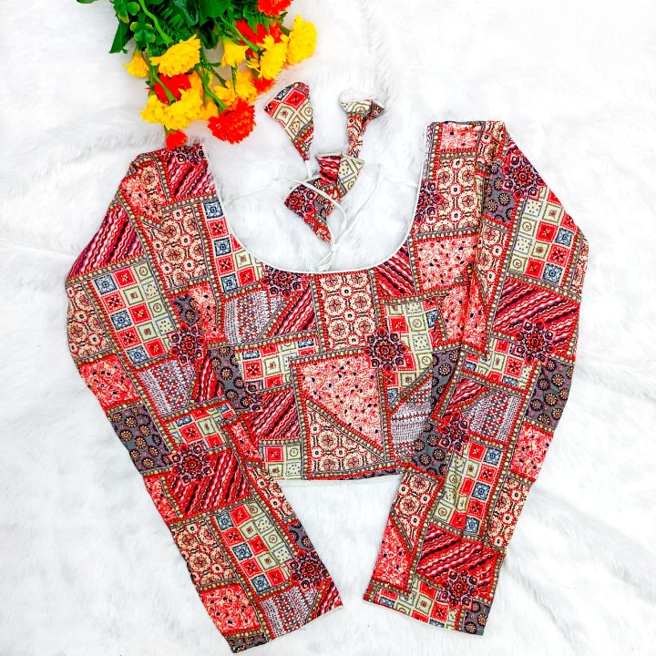 Nisha Long Sleeved Printed Rayon Blouse