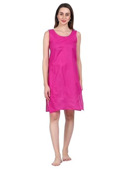 Dark Pink Cotton Long Inner Slip