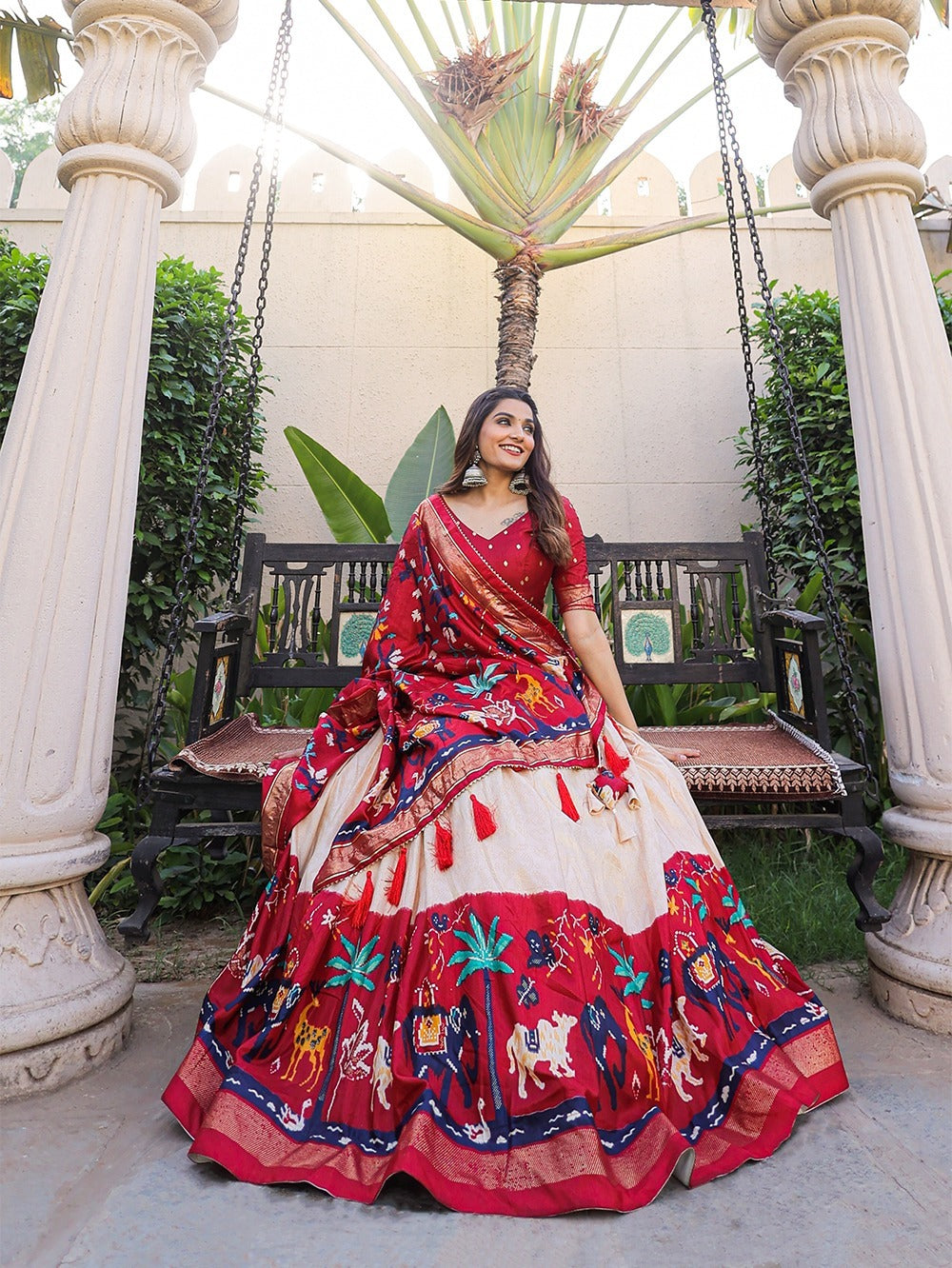 Maroon Printed Patola Dola Silk Lehenga Choli Set With Foil Work Maroon Maroon Printed Patola Dola Silk Lehenga Choli Set With Foil Work Maroon