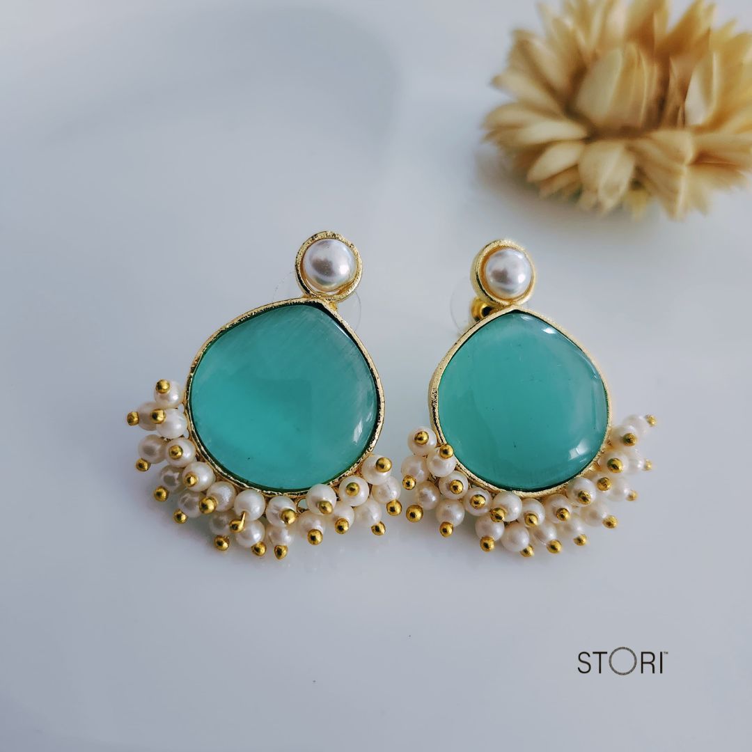 Blue Monalisa Stone Earrings for Women Near Me- STORI