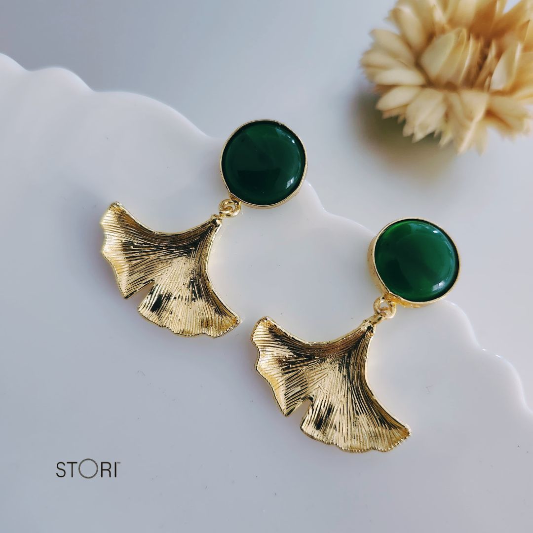 Green Monalisa Stone Earrings for Women Near Me- STORI