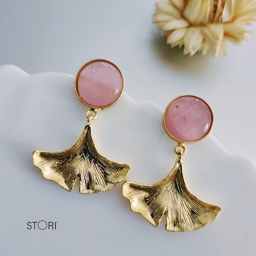 Pink Monalisa Stone Earrings for Women Near Me- STORI
