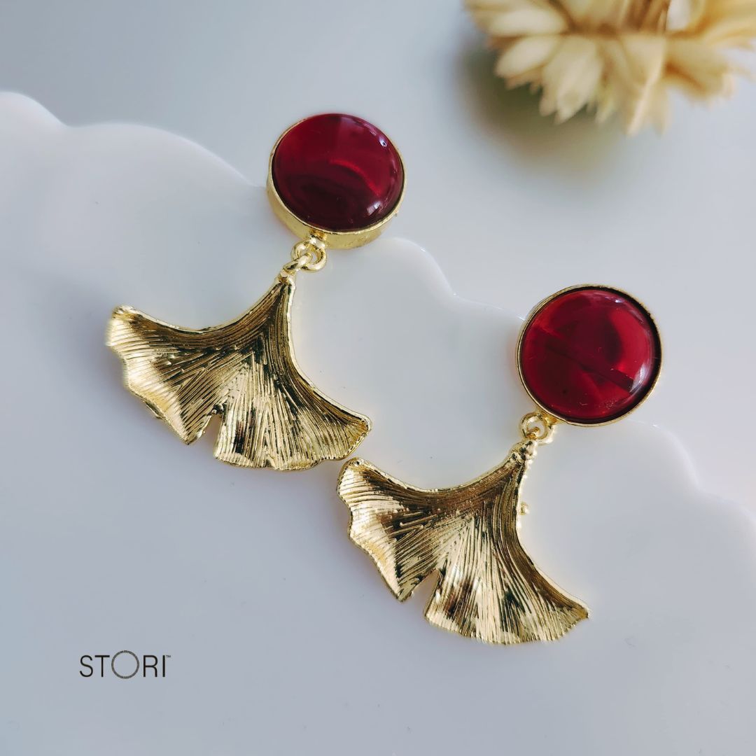 Red Monalisa Stone Earrings for Women Near Me- STORI