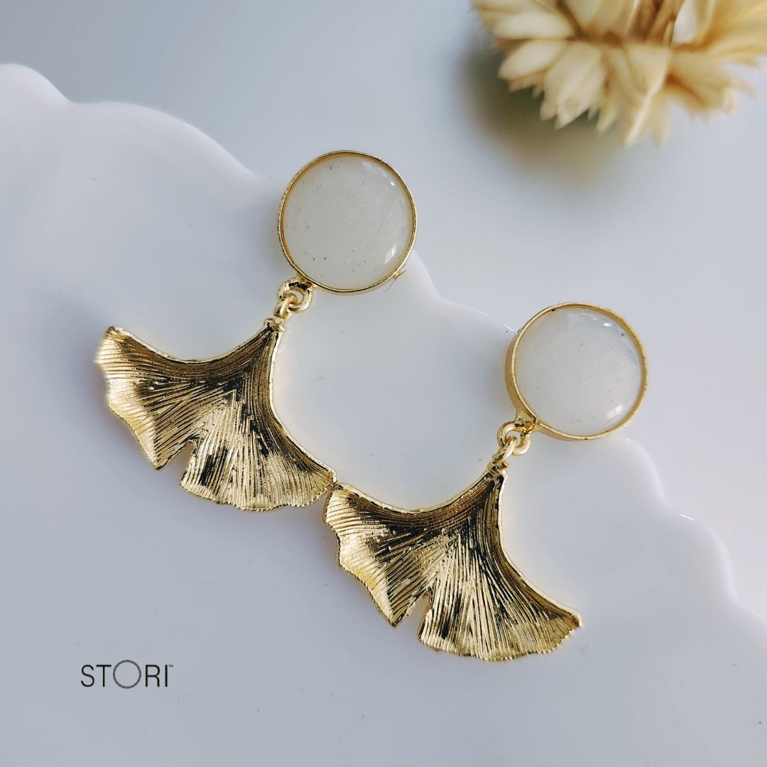 White Monalisa Stone Earrings for Women Near Me- STORI